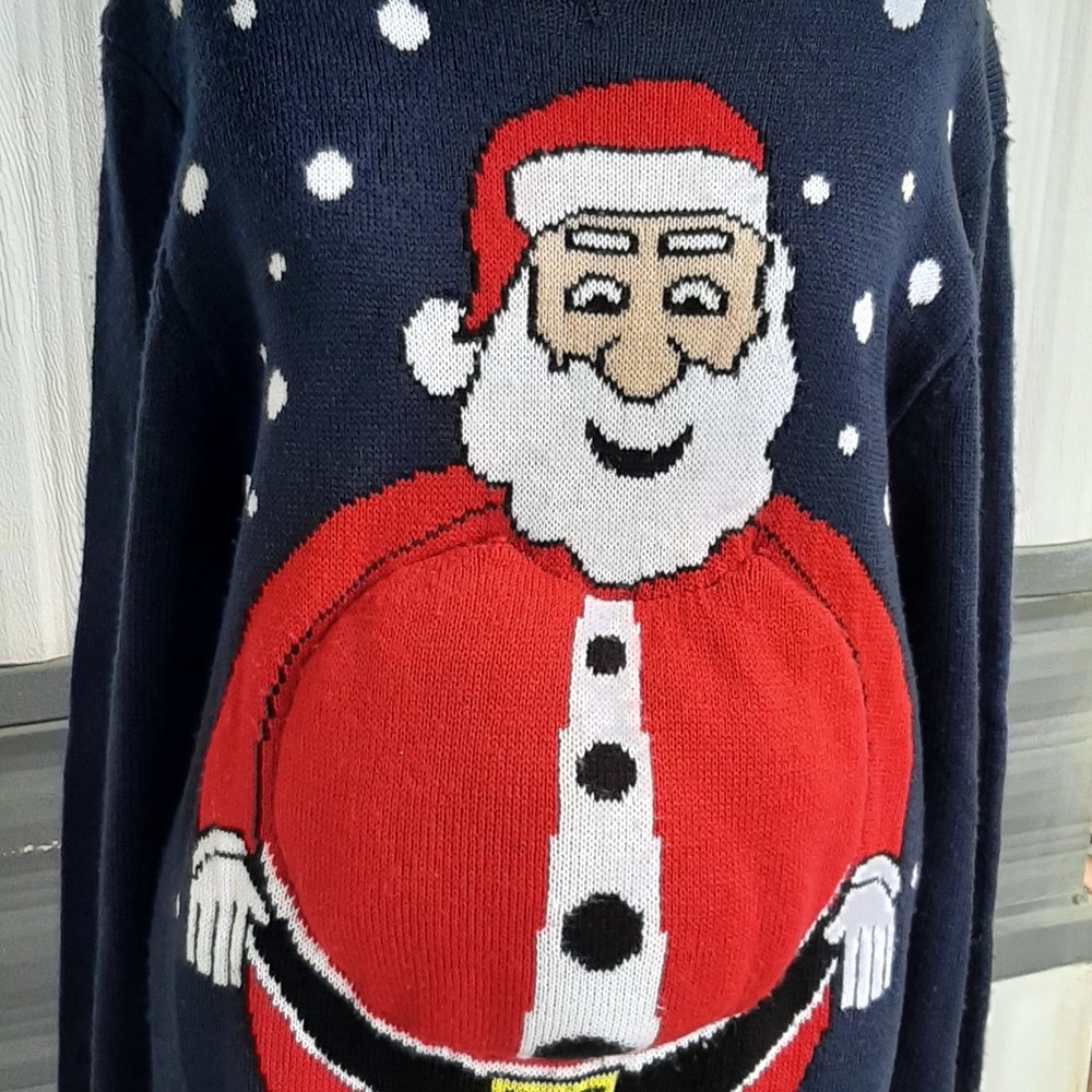 Festive Santa Sweater - Navy and Red